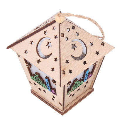 Ramadan Lamp Three Dimensional House Shape Unique Design Hanging Light Wooden Decorative Lamp Crafts Ornaments V1294-YM0523-3115210293911