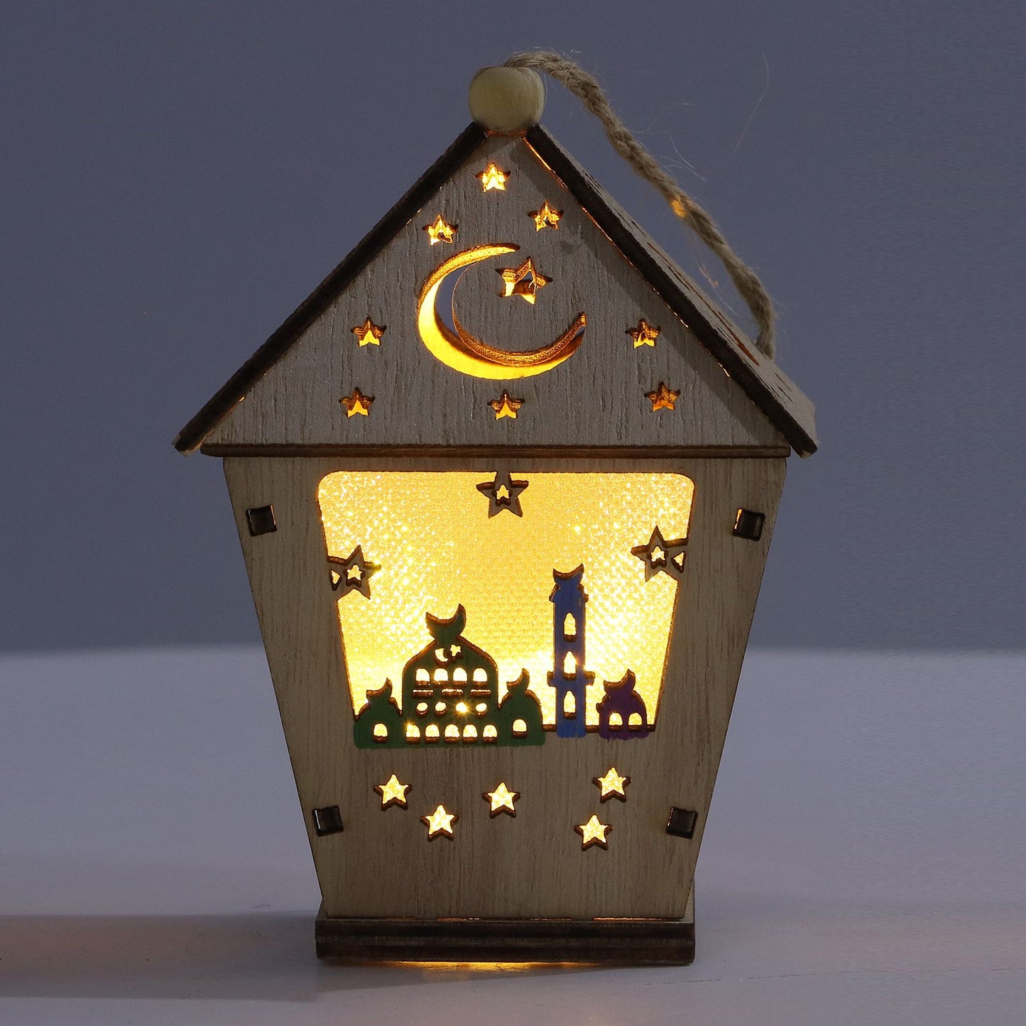 Ramadan Lamp Three Dimensional House Shape Unique Design Hanging Light Wooden Decorative Lamp Crafts Ornaments V1294-YM0523-3115210293911