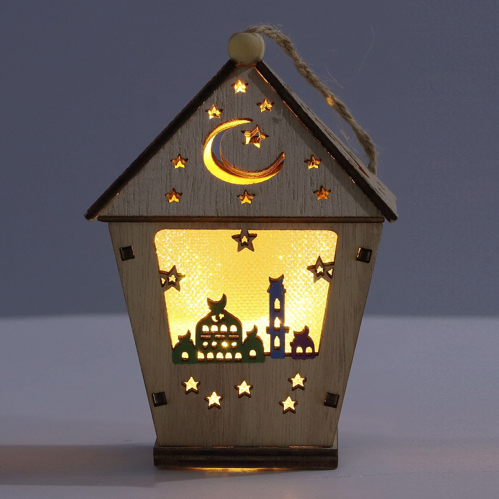 Ramadan Lamp Three Dimensional House Shape Unique Design Hanging Light Wooden Decorative Lamp Crafts Ornaments V1294-YM0523-3115210293911