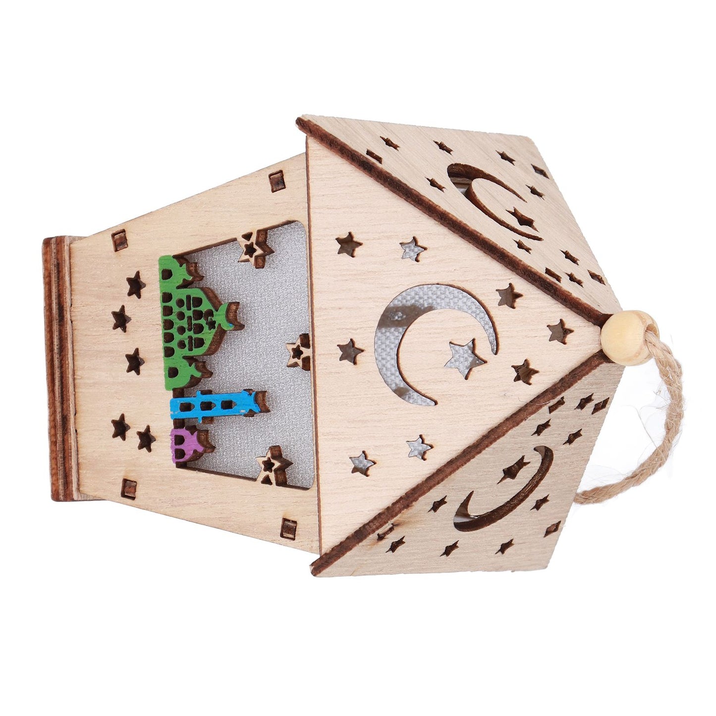 Ramadan Lamp Three Dimensional House Shape Unique Design Hanging Light Wooden Decorative Lamp Crafts Ornaments V1294-YM0523-3115210293911