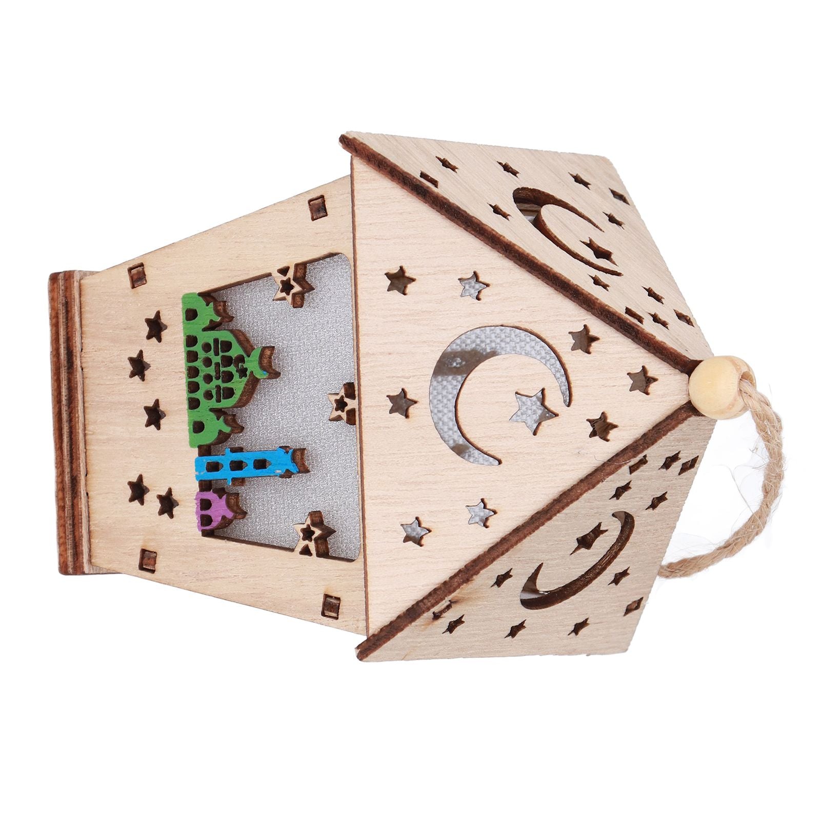 Ramadan Lamp Three Dimensional House Shape Unique Design Hanging Light Wooden Decorative Lamp Crafts Ornaments V1294-YM0523-3115210293911
