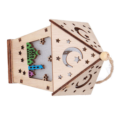 Ramadan Lamp Three Dimensional House Shape Unique Design Hanging Light Wooden Decorative Lamp Crafts Ornaments V1294-YM0523-3115210293911