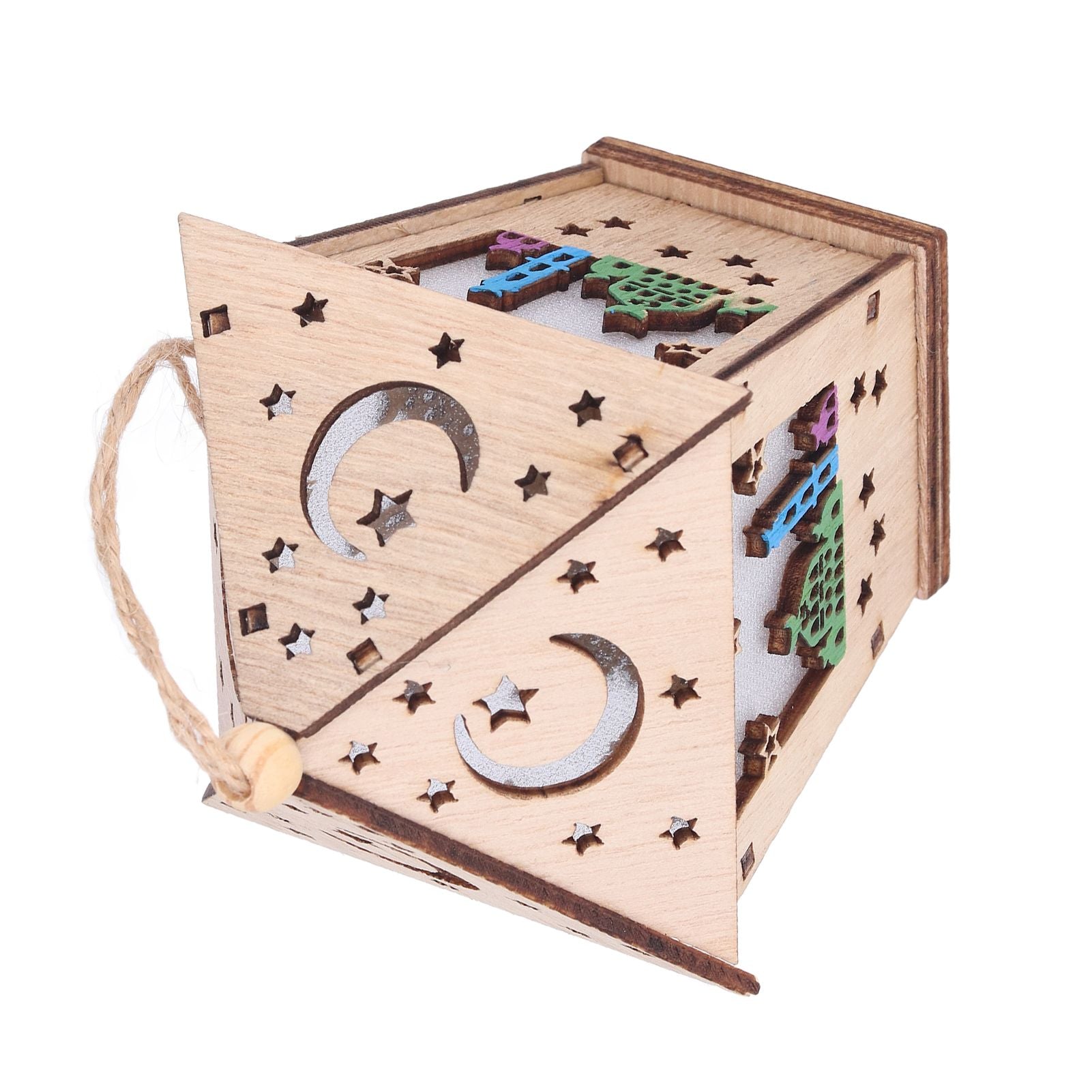Ramadan Lamp Three Dimensional House Shape Unique Design Hanging Light Wooden Decorative Lamp Crafts Ornaments V1294-YM0523-3115210293911
