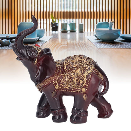 Elephant Figurines Durable Resin Delicate Texture Retro Style Symbolize Power Good Luck Prosperity Elephant V1294-YM0523-3115210295511