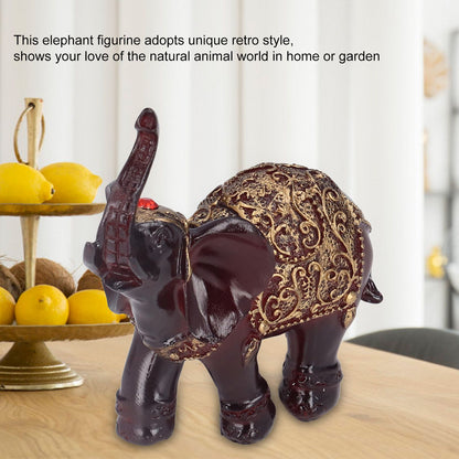 Elephant Figurines Durable Resin Delicate Texture Retro Style Symbolize Power Good Luck Prosperity Elephant V1294-YM0523-3115210295511