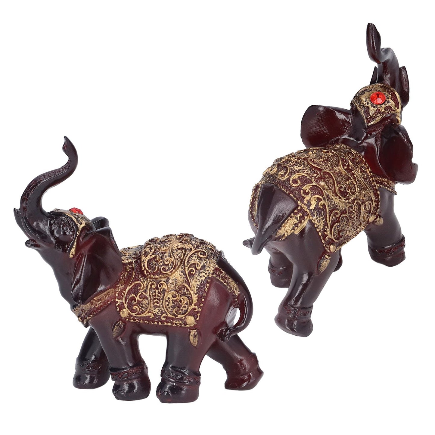 Elephant Figurines Durable Resin Delicate Texture Retro Style Symbolize Power Good Luck Prosperity Elephant V1294-YM0523-3115210295511