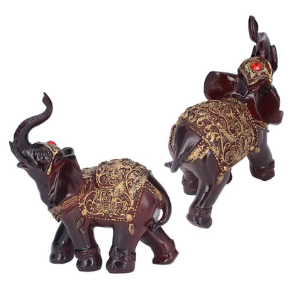 Elephant Figurines Durable Resin Delicate Texture Retro Style Symbolize Power Good Luck Prosperity Elephant V1294-YM0523-3115210295511