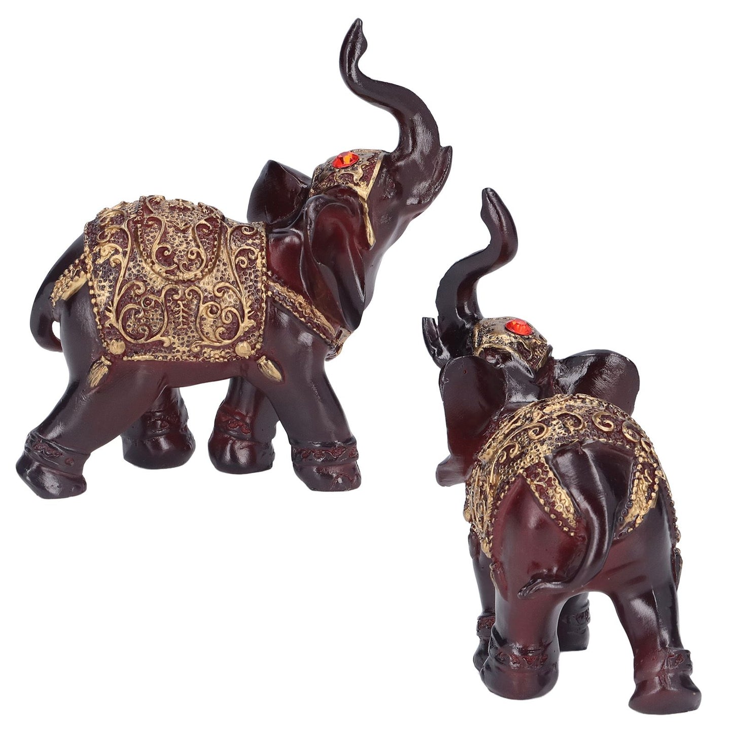 Elephant Figurines Durable Resin Delicate Texture Retro Style Symbolize Power Good Luck Prosperity Elephant V1294-YM0523-3115210295511