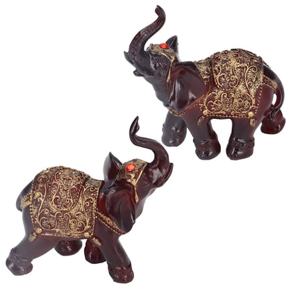 Elephant Figurines Durable Resin Delicate Texture Retro Style Symbolize Power Good Luck Prosperity Elephant V1294-YM0523-3115210295511