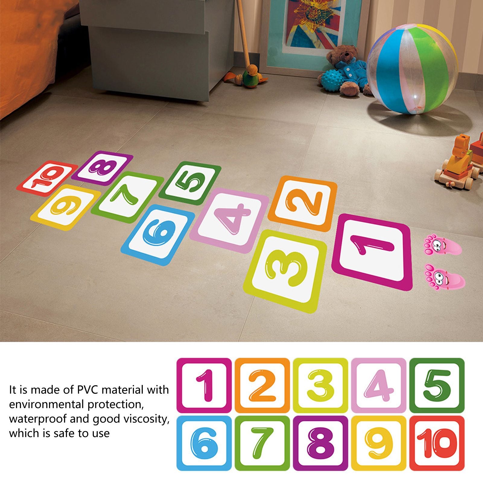 Game Floor Sticker Classic Number Environmental Protection PVC Waterproof Number Game Sticker V1294-YM0523-3115210296111