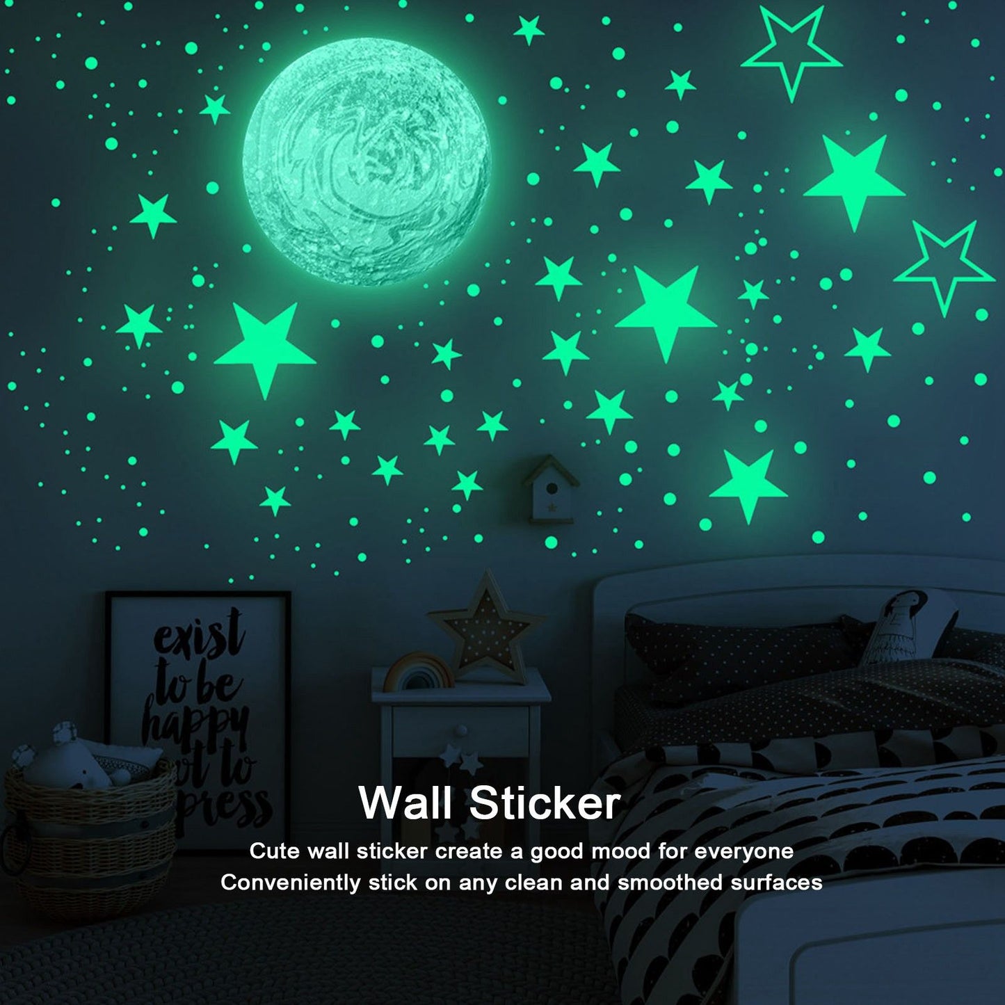 DIY Wall Sticker Glowing Star Luminous Wall Sticker PVC Wall Paper for Kids Bedroom Decoration V1294-YM0523-3115210296311