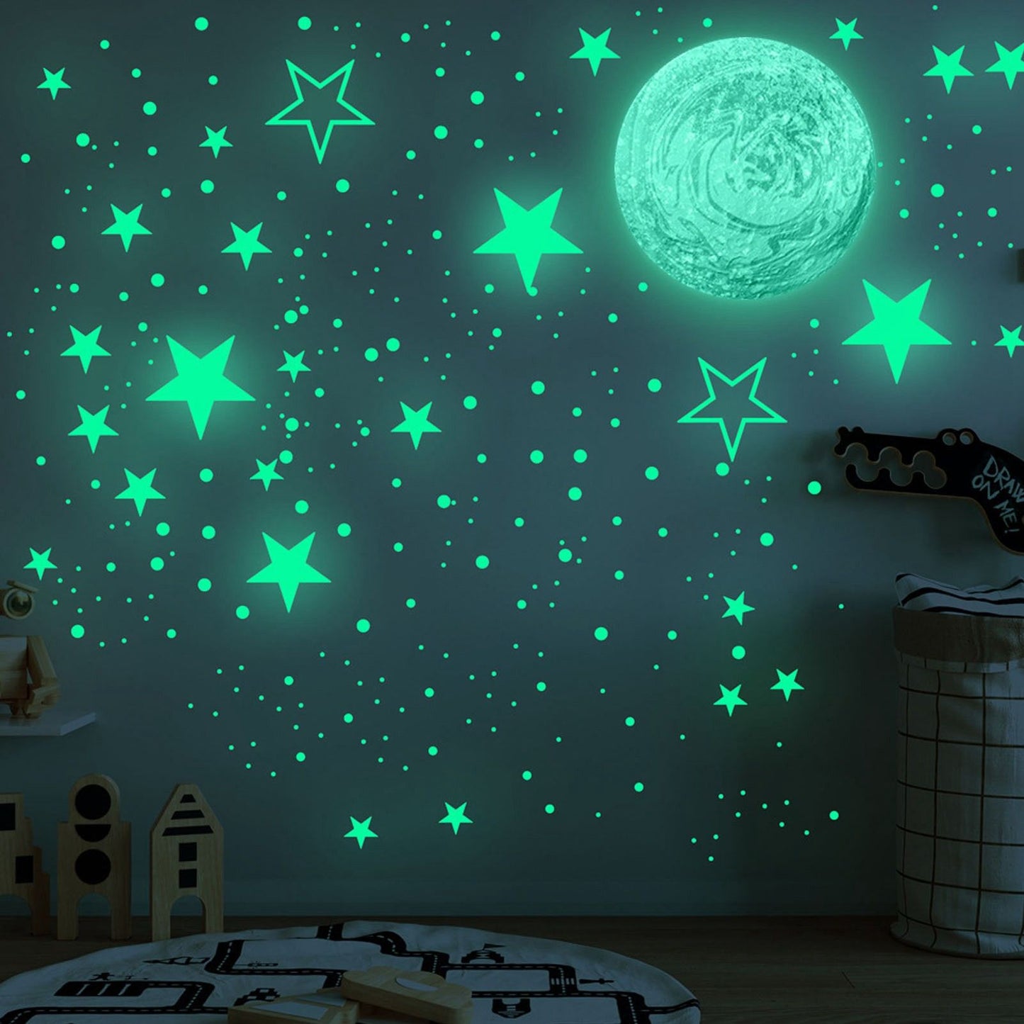 DIY Wall Sticker Glowing Star Luminous Wall Sticker PVC Wall Paper for Kids Bedroom Decoration V1294-YM0523-3115210296311