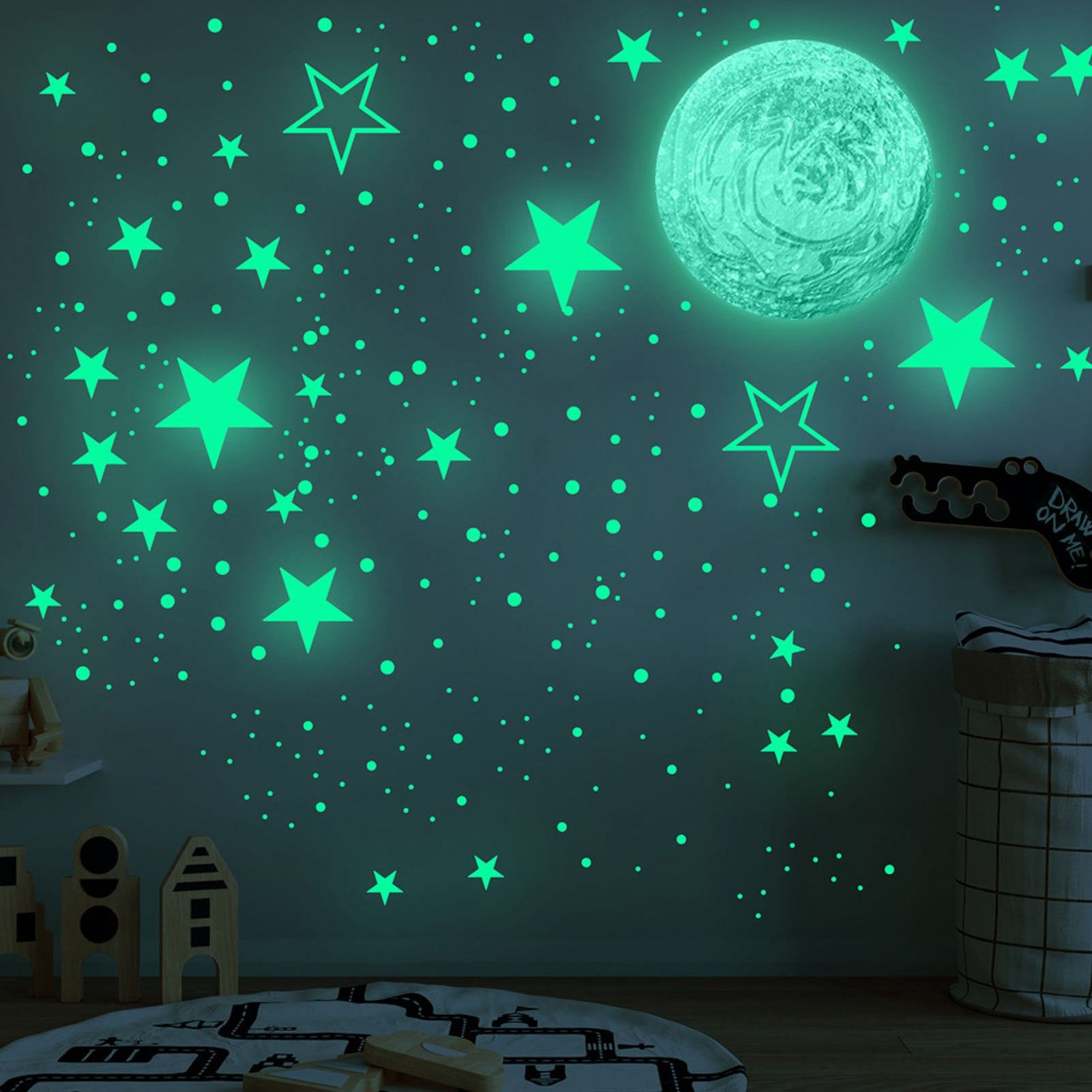 DIY Wall Sticker Glowing Star Luminous Wall Sticker PVC Wall Paper for Kids Bedroom Decoration V1294-YM0523-3115210296311
