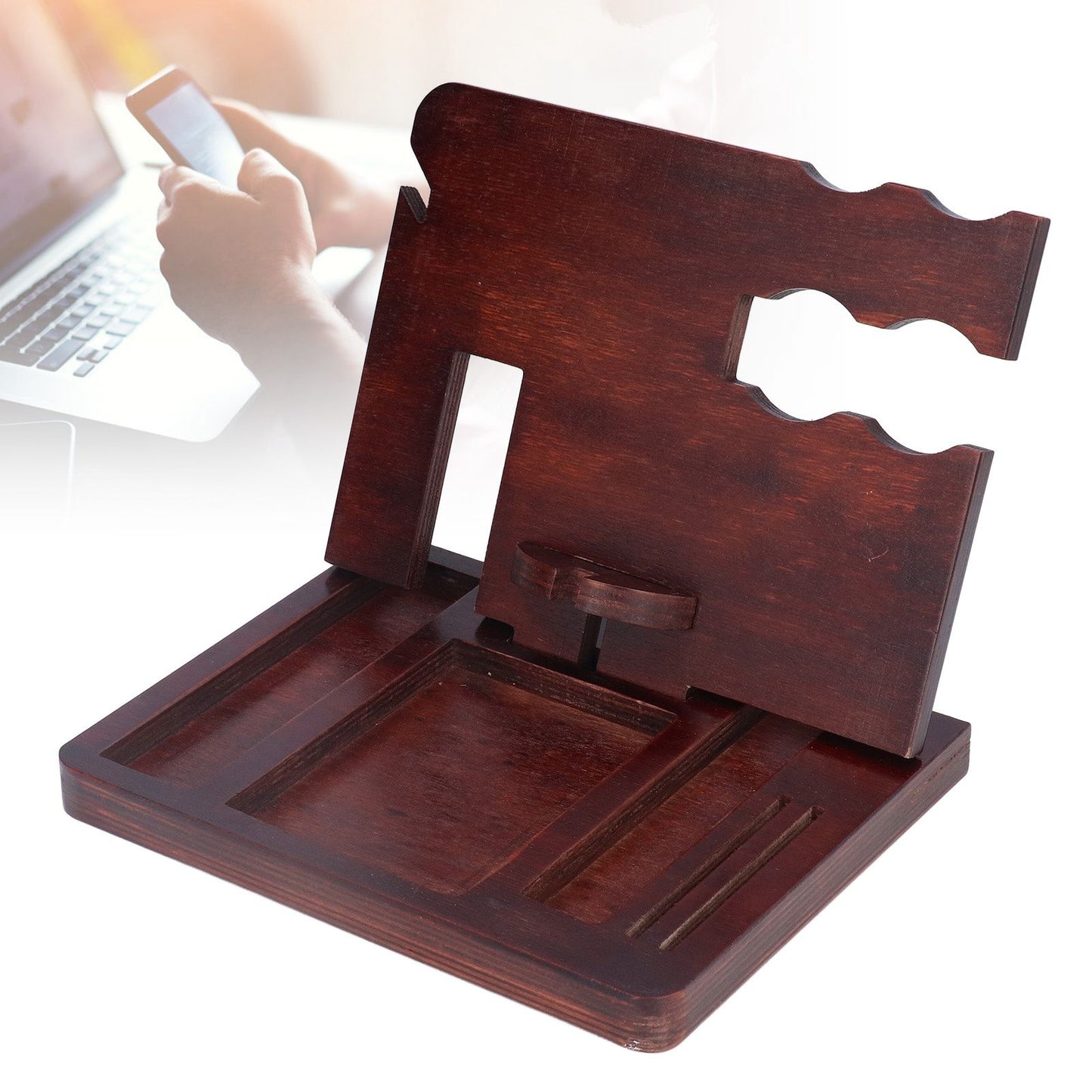 Desktop Storage Bracket Multifunctional Wooden Mobile Phone Base Watch Glasses Key Desktop Storage Bracket V1294-YM0523-3115210297311