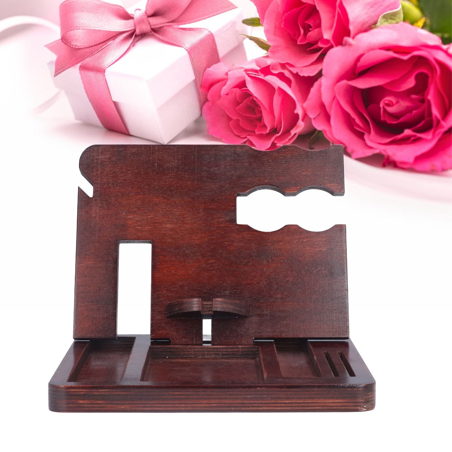 Desktop Storage Bracket Multifunctional Wooden Mobile Phone Base Watch Glasses Key Desktop Storage Bracket V1294-YM0523-3115210297311