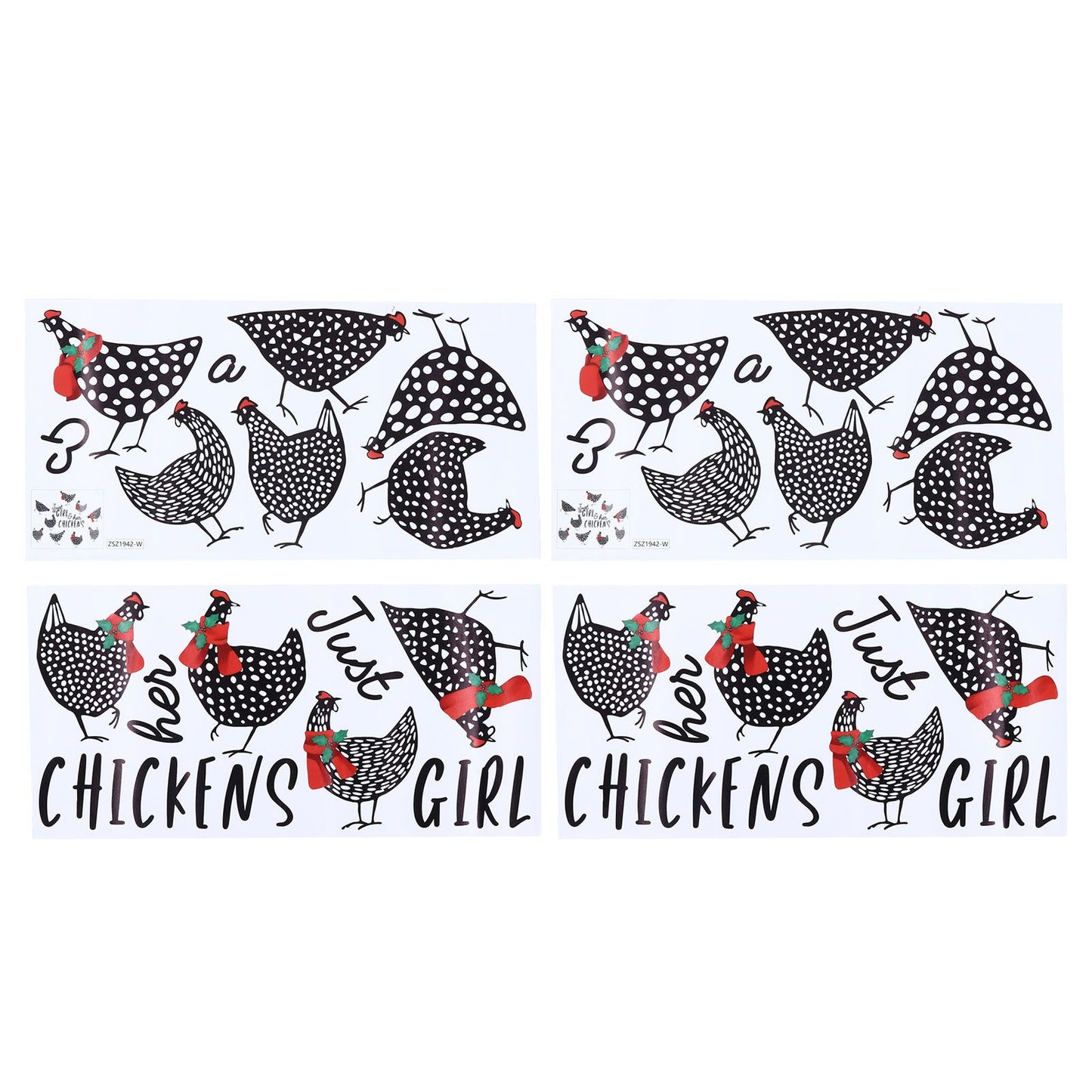 4pcs Kitchen Wall Stick 60x30cm Chicken Shape Creativity Simple Removable Decorative Wall Stickers V1294-YM0523-3115210297711