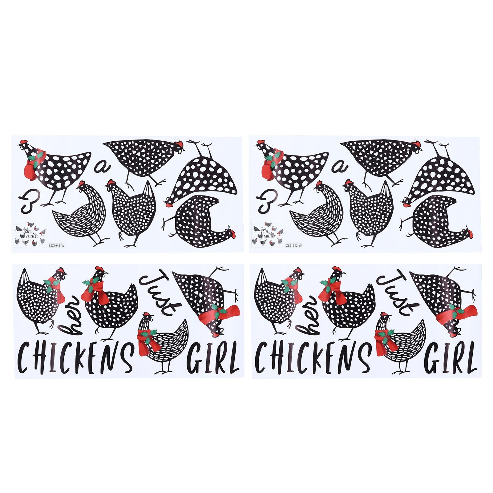4pcs Kitchen Wall Stick 60x30cm Chicken Shape Creativity Simple Removable Decorative Wall Stickers V1294-YM0523-3115210297711