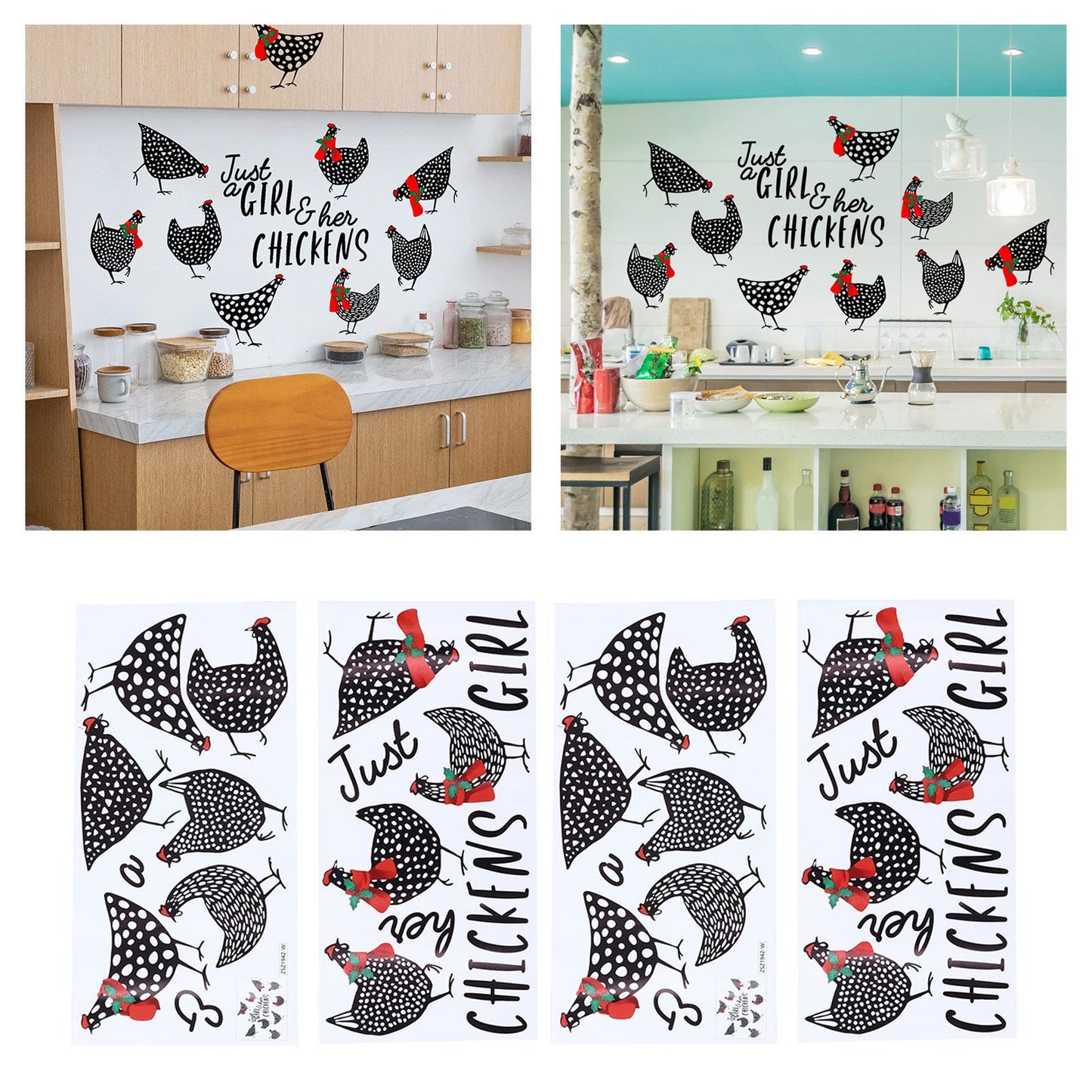 4pcs Kitchen Wall Stick 60x30cm Chicken Shape Creativity Simple Removable Decorative Wall Stickers V1294-YM0523-3115210297711