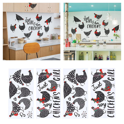 4pcs Kitchen Wall Stick 60x30cm Chicken Shape Creativity Simple Removable Decorative Wall Stickers V1294-YM0523-3115210297711