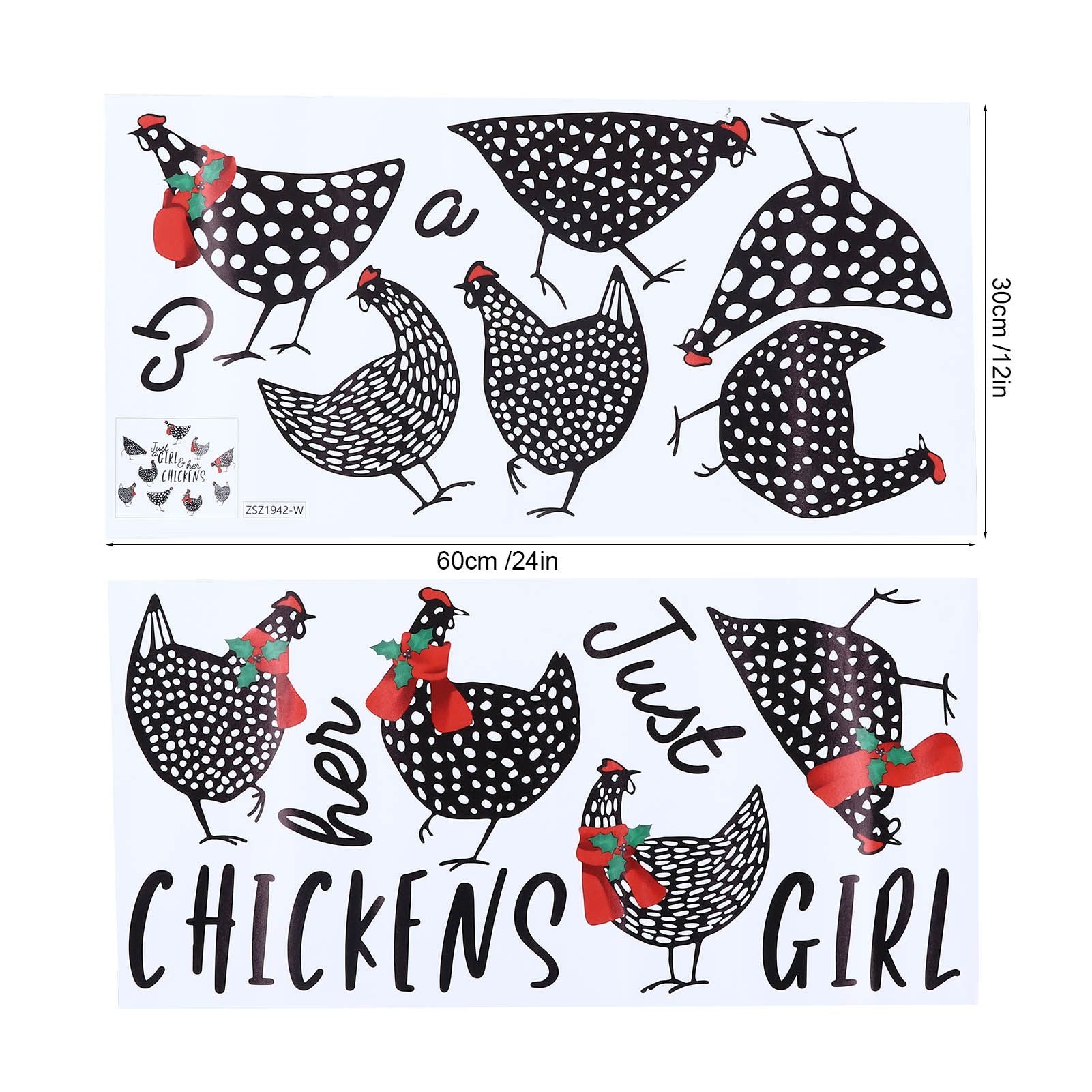 4pcs Kitchen Wall Stick 60x30cm Chicken Shape Creativity Simple Removable Decorative Wall Stickers V1294-YM0523-3115210297711