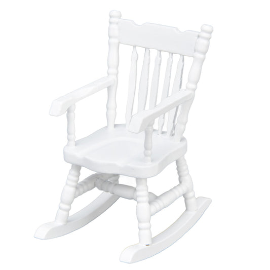 1:12 Dollhouse Chair Wood Doll House Miniature Rocking Chair White Mini Dollhouse Furniture V1294-YM0523-3115220000111