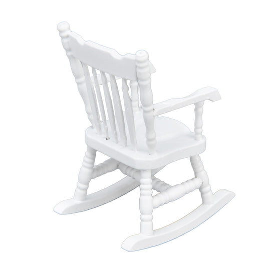 1:12 Dollhouse Chair Wood Doll House Miniature Rocking Chair White Mini Dollhouse Furniture V1294-YM0523-3115220000111