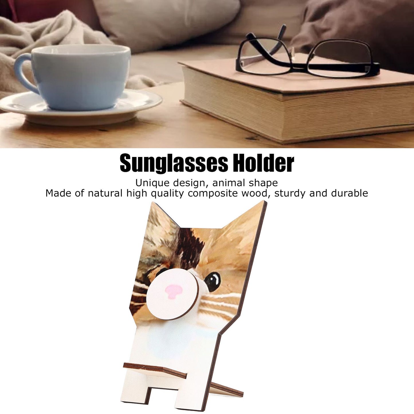 Animal Shape Glasses Holder Unique Beautiful Design Natural Odorless Composite Wood Eyeglasses Display V1294-YM0523-3115220001913