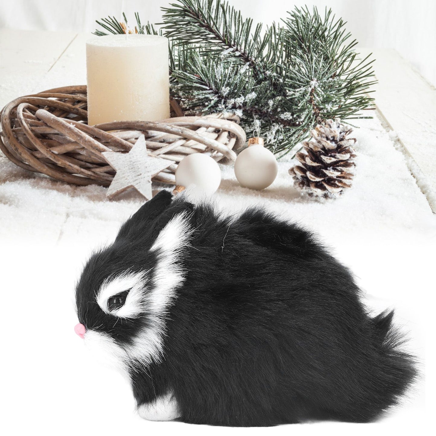 Miniature Plush Rabbits Plastic Plush Material Soft Comfortable Durable Rabbits Stuffed Doll for Table V1294-YM0523-3115220002011