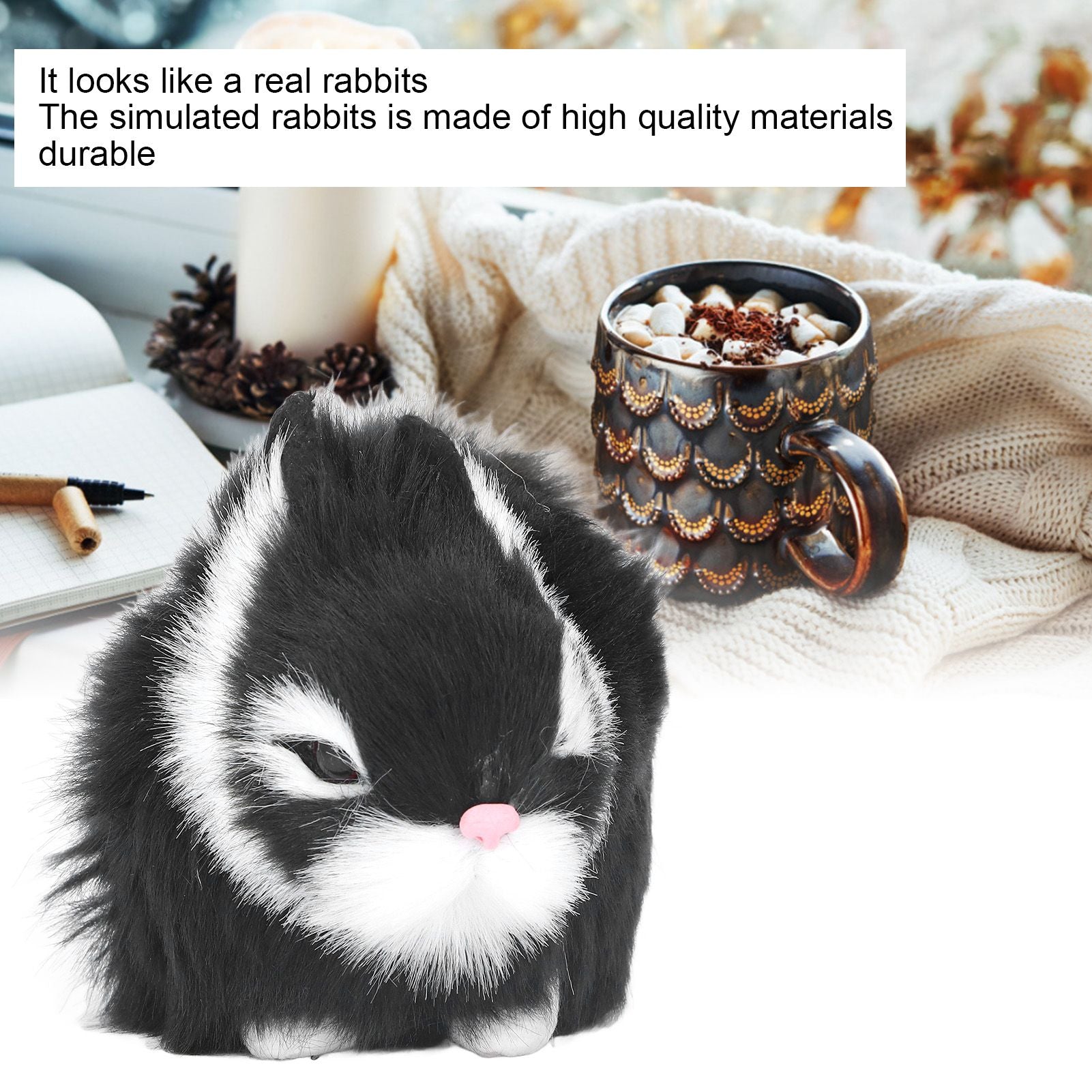 Miniature Plush Rabbits Plastic Plush Material Soft Comfortable Durable Rabbits Stuffed Doll for Table V1294-YM0523-3115220002011