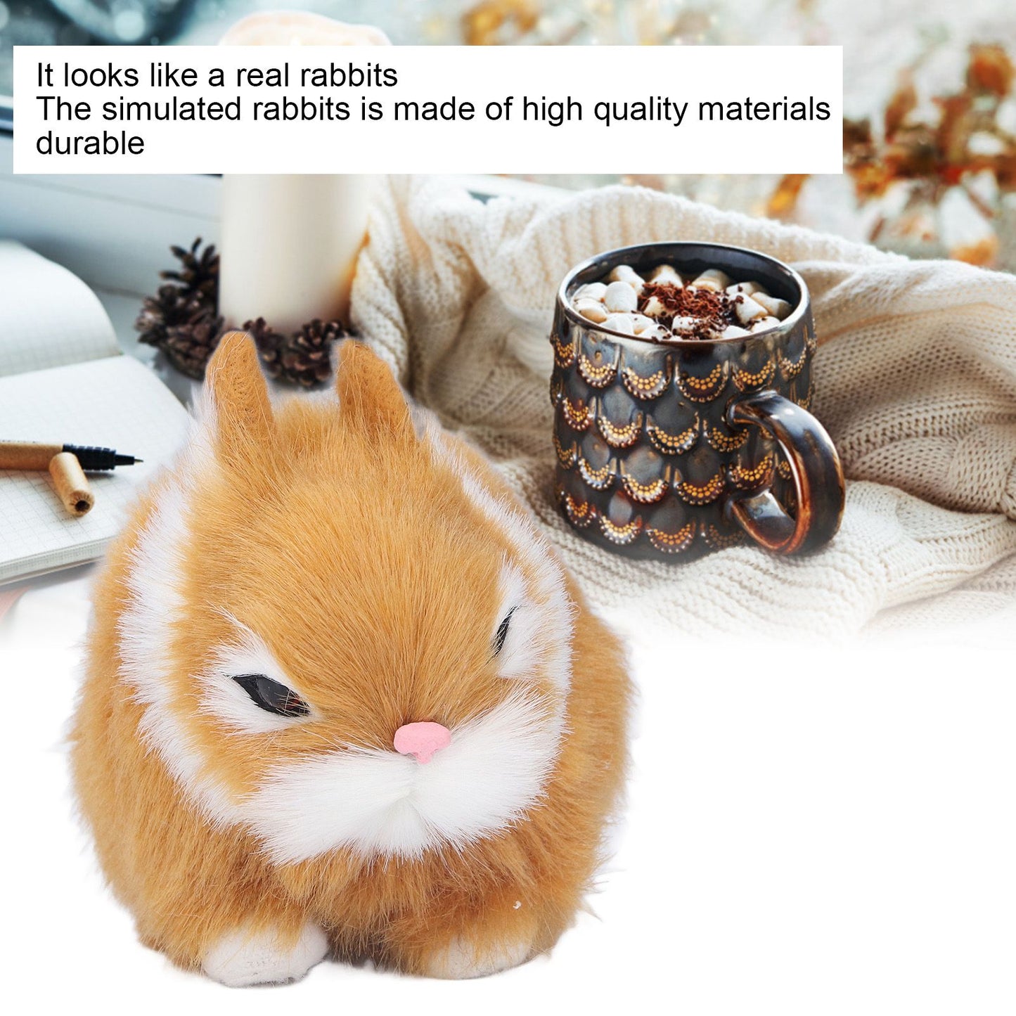 Miniature Plush Rabbits Plastic Plush Material Soft Comfortable Durable Rabbits Stuffed Doll for Table V1294-YM0523-3115220002012