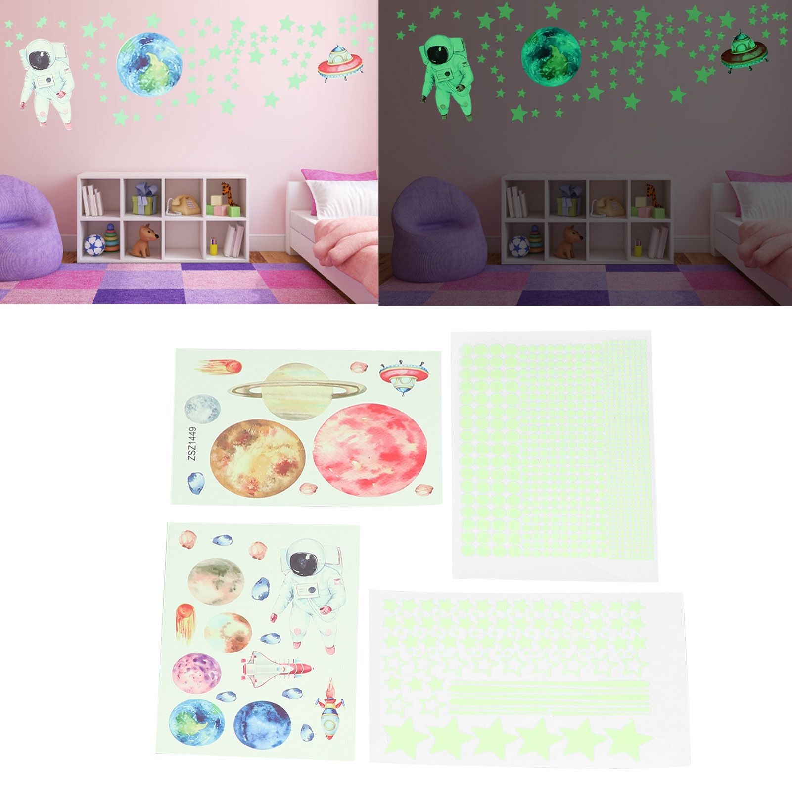 Glowing Star Luminous Wall Sticker Harmless PVC Wall Paper for Office Bedroom Decoration V1294-YM0523-3115220003411