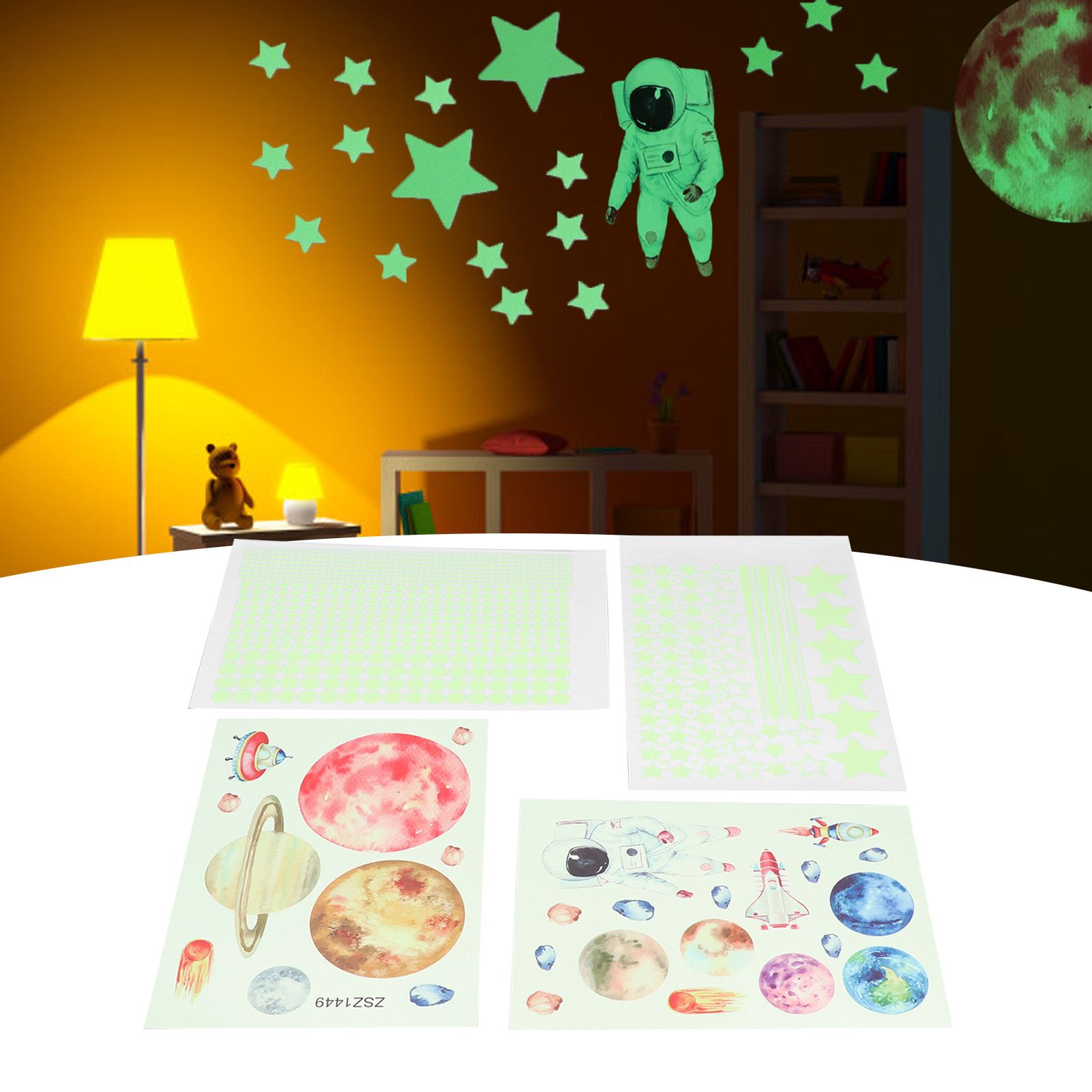 Glowing Star Luminous Wall Sticker Harmless PVC Wall Paper for Office Bedroom Decoration V1294-YM0523-3115220003411
