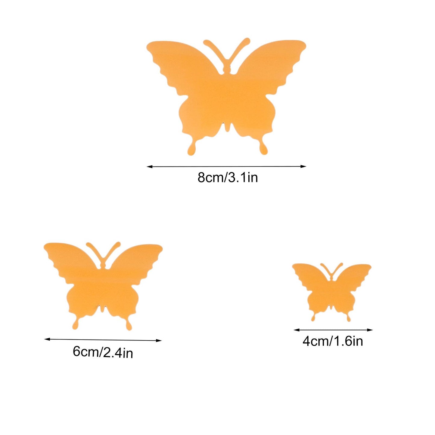 2set Luminous Stickers PVC Material 3D Stereoscopic Insect Patterns Easy Detachable Orange 3 Size Wall Decal V1294-YM0523-3115220003611