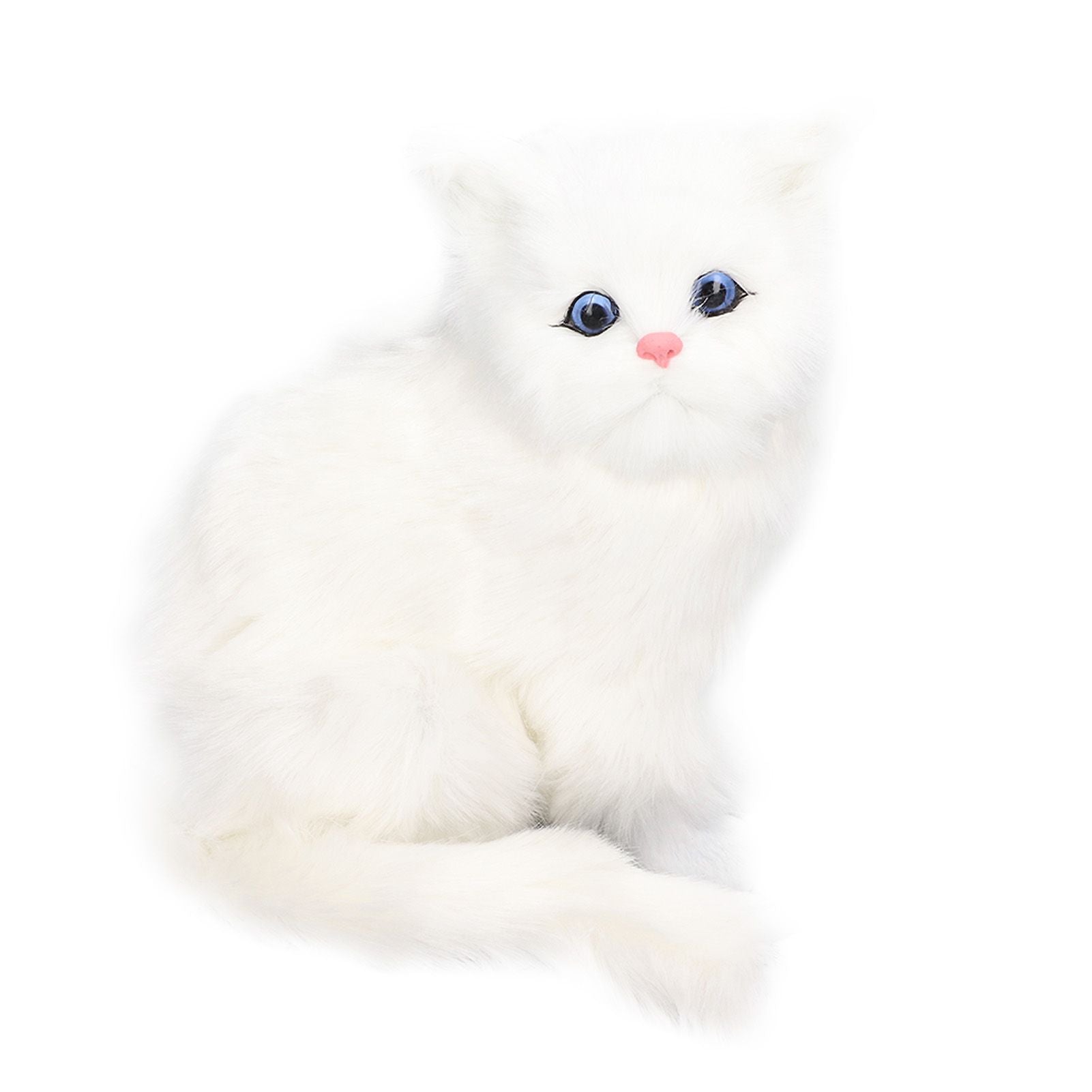 Simulation Cat White Cute Attractive Plush Fake Cat Toy with 84mAh Battery for Toy Gift Decorations V1294-YM0523-3115220003711