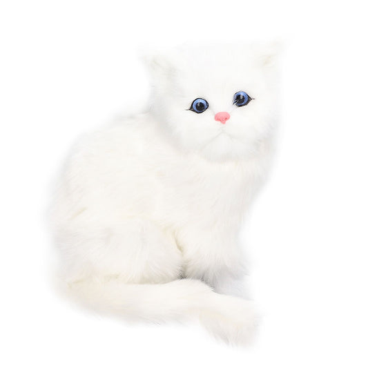 Simulation Cat White Cute Attractive Plush Fake Cat Toy with 84mAh Battery for Toy Gift Decorations V1294-YM0523-3115220003711