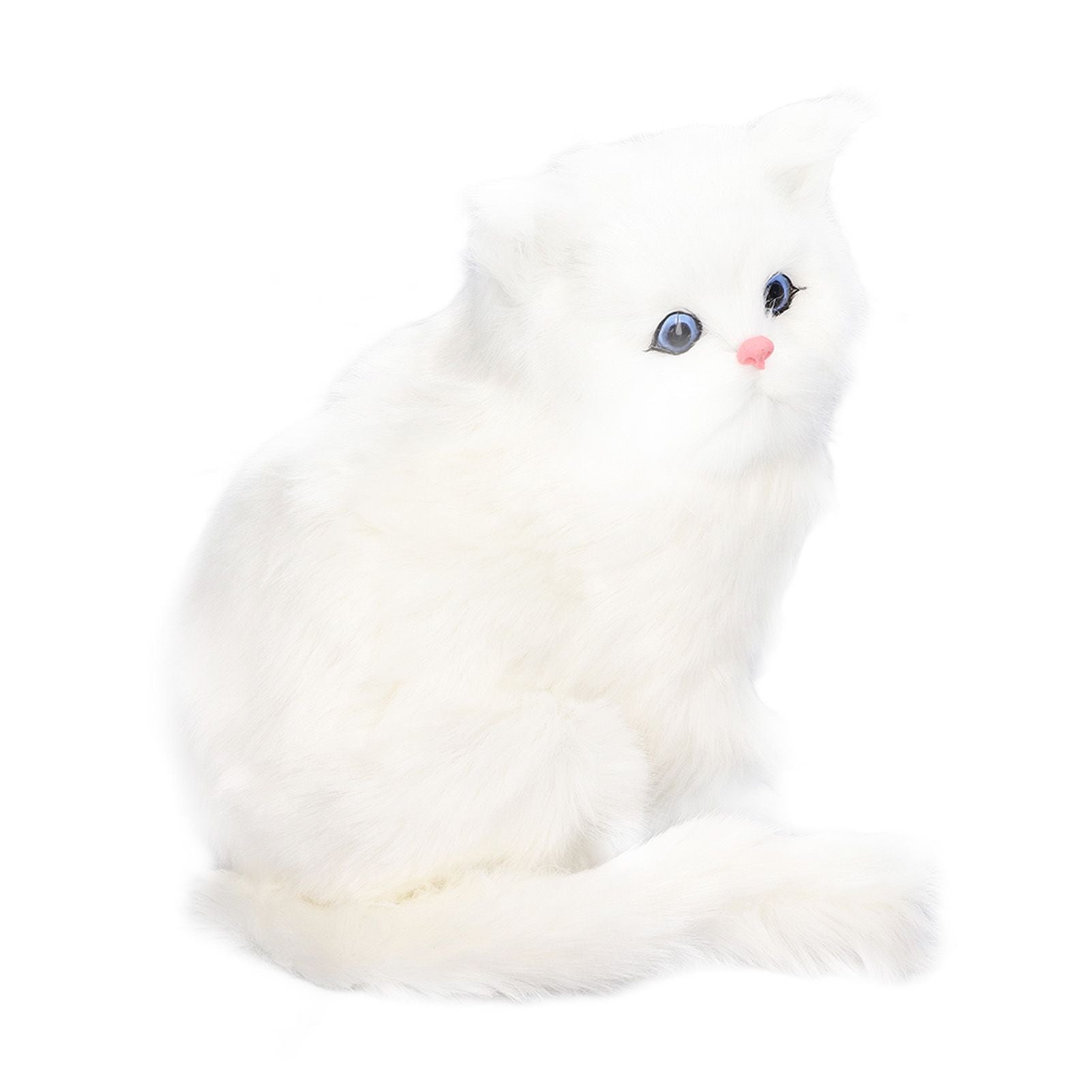 Simulation Cat White Cute Attractive Plush Fake Cat Toy with 84mAh Battery for Toy Gift Decorations V1294-YM0523-3115220003711