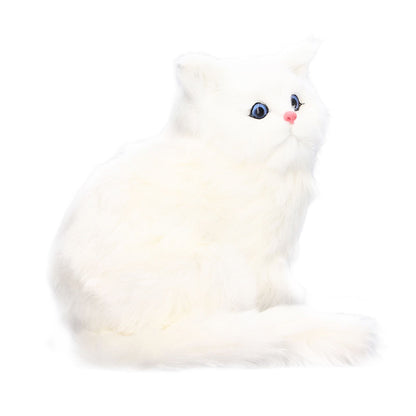 Simulation Cat White Cute Attractive Plush Fake Cat Toy with 84mAh Battery for Toy Gift Decorations V1294-YM0523-3115220003711