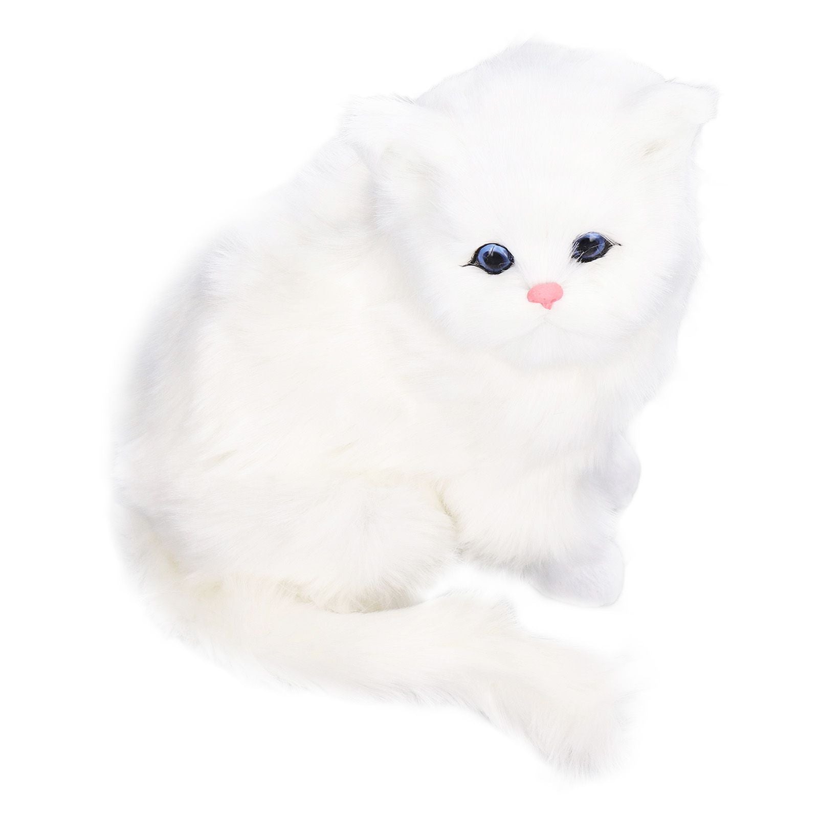 Simulation Cat White Cute Attractive Plush Fake Cat Toy with 84mAh Battery for Toy Gift Decorations V1294-YM0523-3115220003711