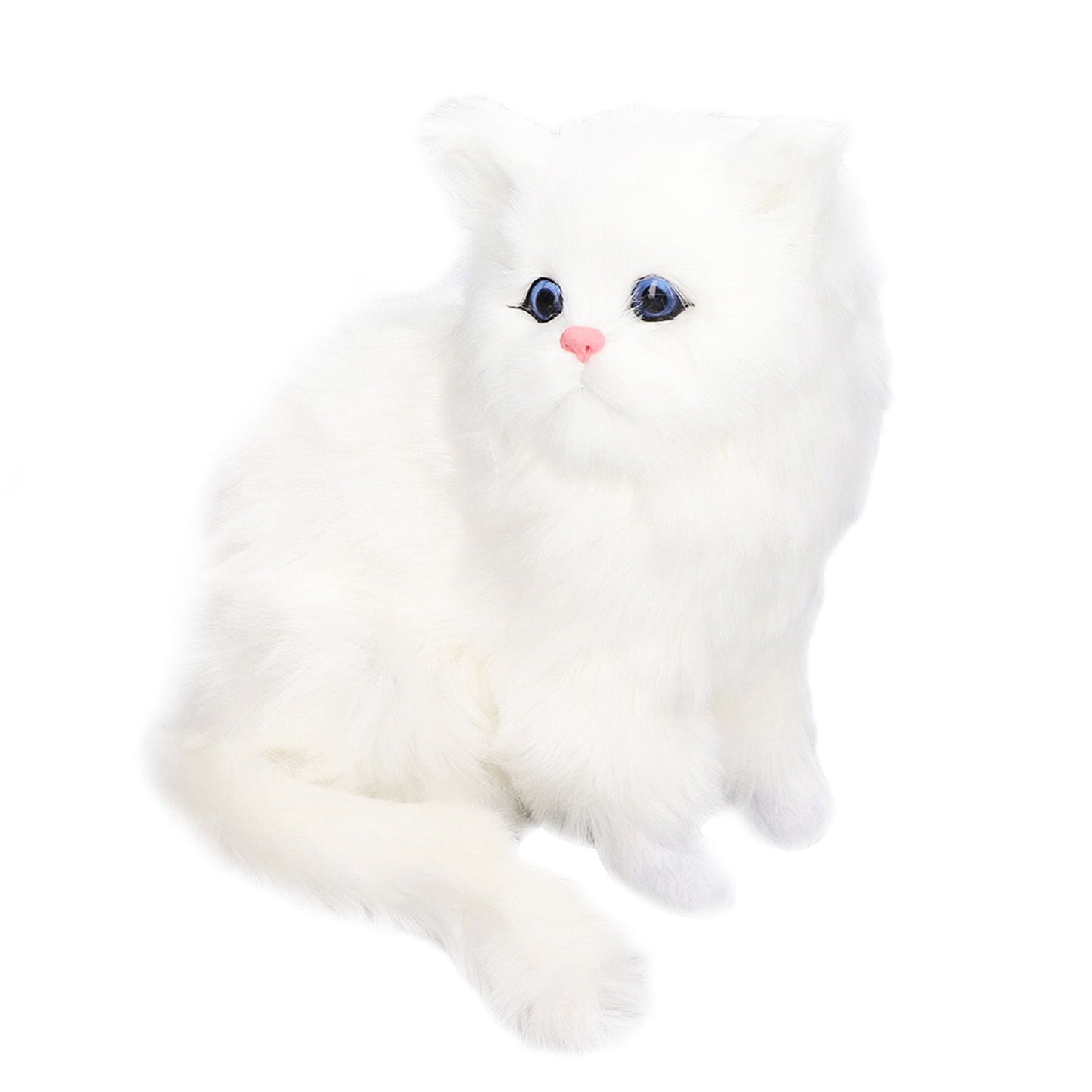 Simulation Cat White Cute Attractive Plush Fake Cat Toy with 84mAh Battery for Toy Gift Decorations V1294-YM0523-3115220003711