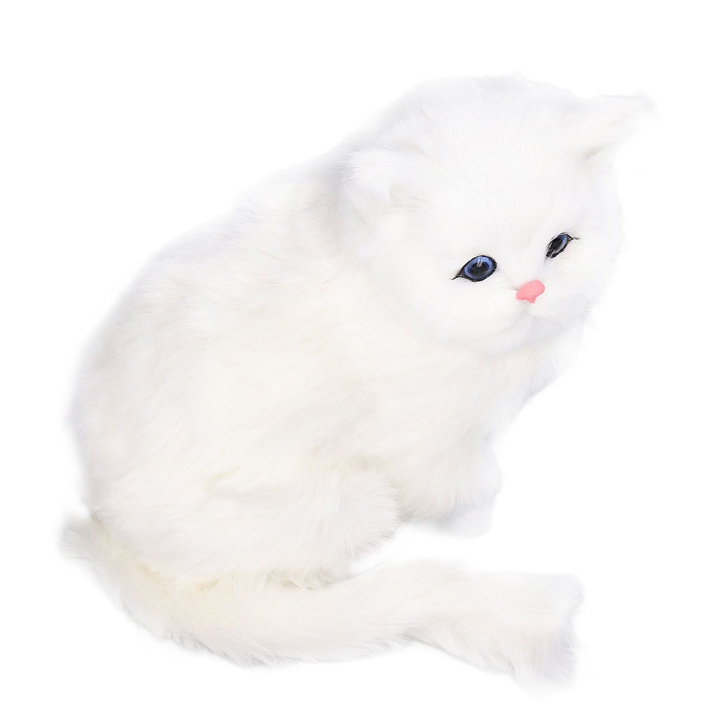 Simulation Cat White Cute Attractive Plush Fake Cat Toy with 84mAh Battery for Toy Gift Decorations V1294-YM0523-3115220003711