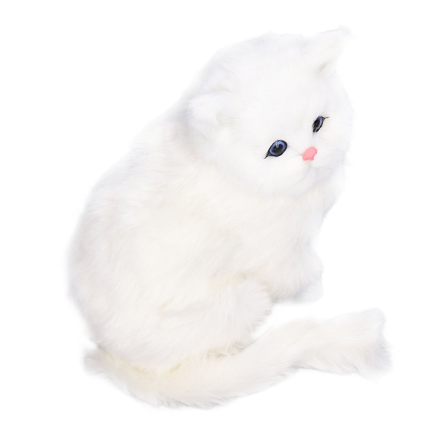 Simulation Cat White Cute Attractive Plush Fake Cat Toy with 84mAh Battery for Toy Gift Decorations V1294-YM0523-3115220003711