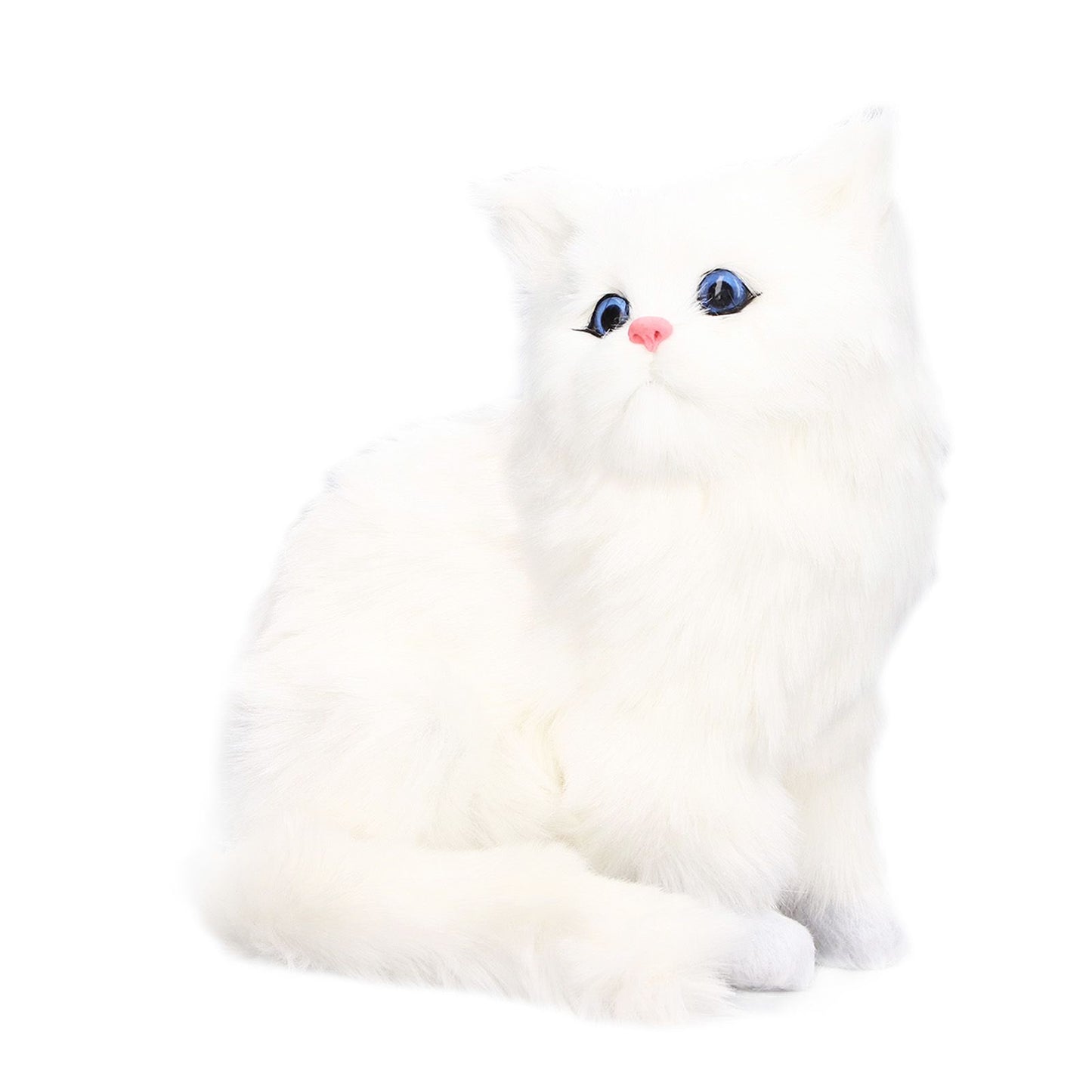 Simulation Cat White Cute Attractive Plush Fake Cat Toy with 84mAh Battery for Toy Gift Decorations V1294-YM0523-3115220003711