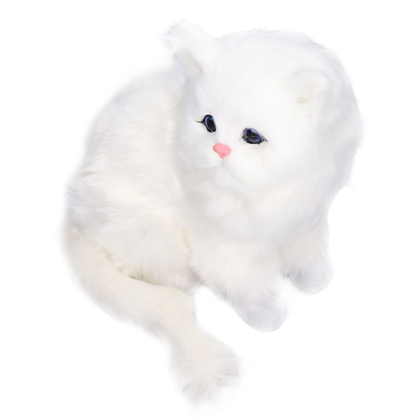 Simulation Cat White Cute Attractive Plush Fake Cat Toy with 84mAh Battery for Toy Gift Decorations V1294-YM0523-3115220003711