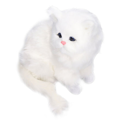 Simulation Cat White Cute Attractive Plush Fake Cat Toy with 84mAh Battery for Toy Gift Decorations V1294-YM0523-3115220003711