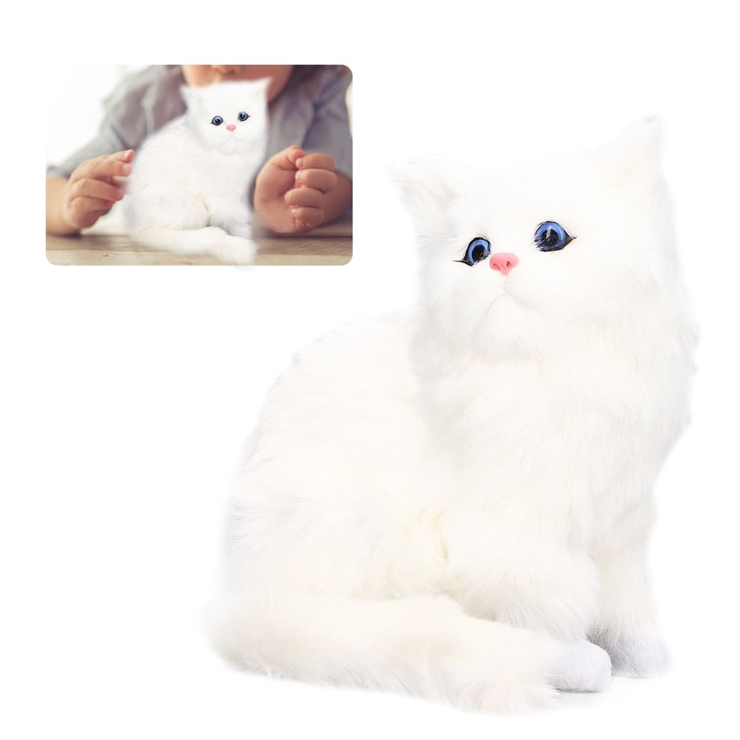 Simulation Cat White Cute Attractive Plush Fake Cat Toy with 84mAh Battery for Toy Gift Decorations V1294-YM0523-3115220003711