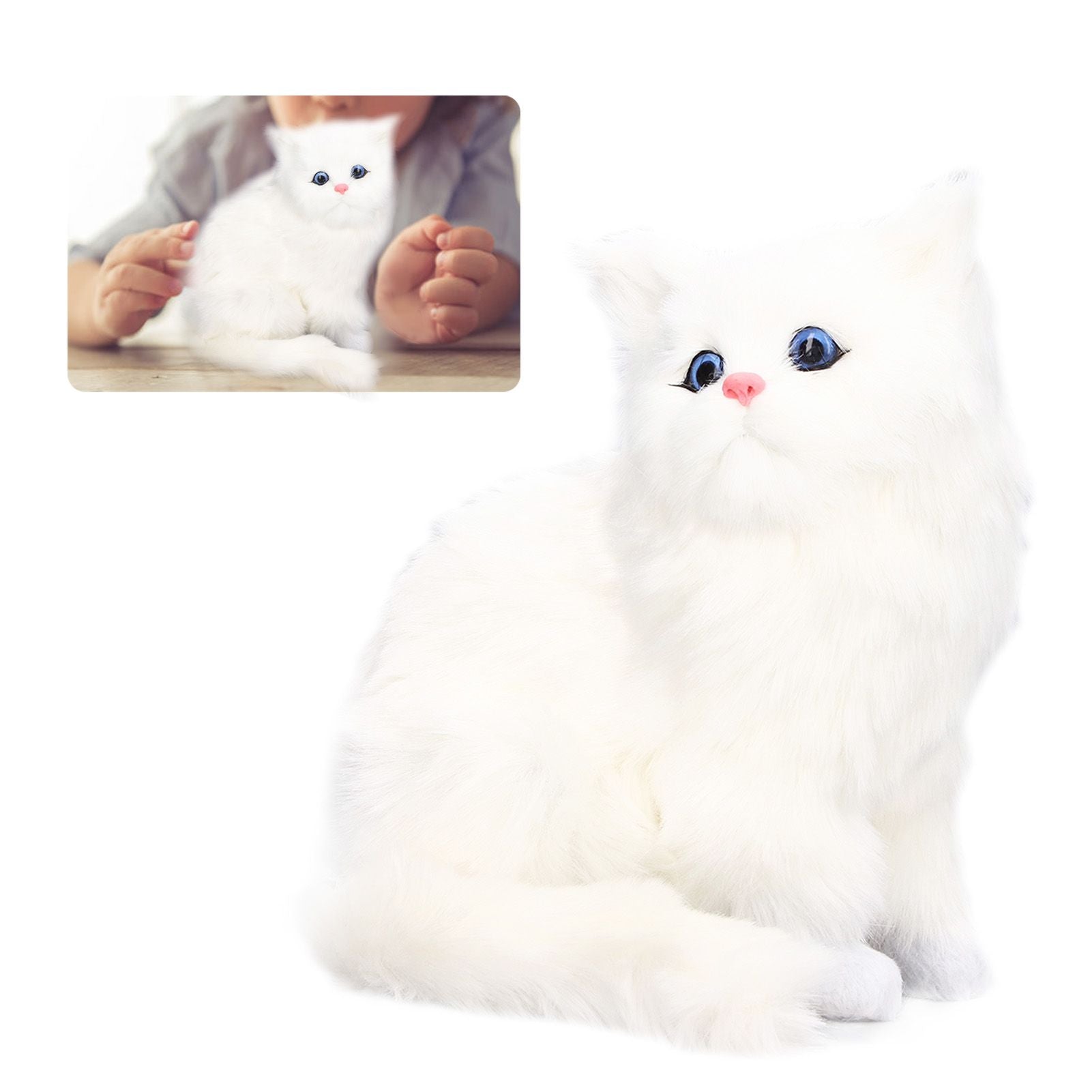 Simulation Cat White Cute Attractive Plush Fake Cat Toy with 84mAh Battery for Toy Gift Decorations V1294-YM0523-3115220003711