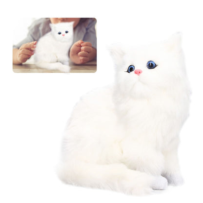 Simulation Cat White Cute Attractive Plush Fake Cat Toy with 84mAh Battery for Toy Gift Decorations V1294-YM0523-3115220003711