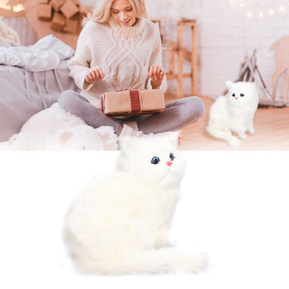 Simulation Cat White Cute Attractive Plush Fake Cat Toy with 84mAh Battery for Toy Gift Decorations V1294-YM0523-3115220003711