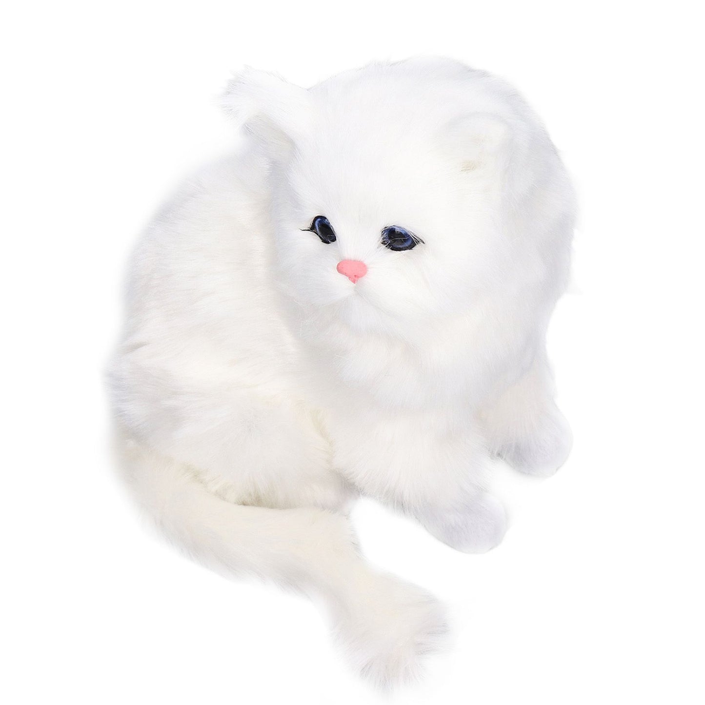 Simulation Cat White Cute Attractive Plush Fake Cat Toy with 84mAh Battery for Toy Gift Decorations V1294-YM0523-3115220003711