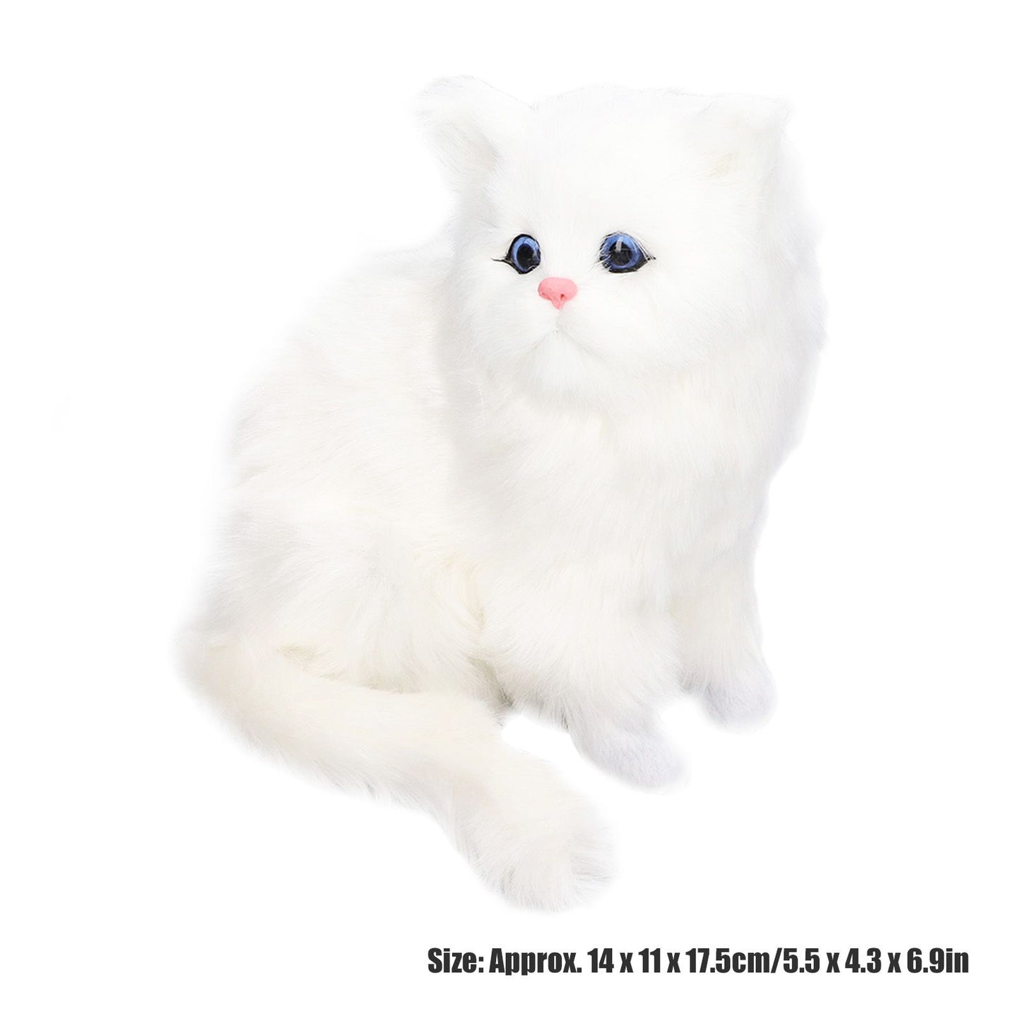 Simulation Cat White Cute Attractive Plush Fake Cat Toy with 84mAh Battery for Toy Gift Decorations V1294-YM0523-3115220003711
